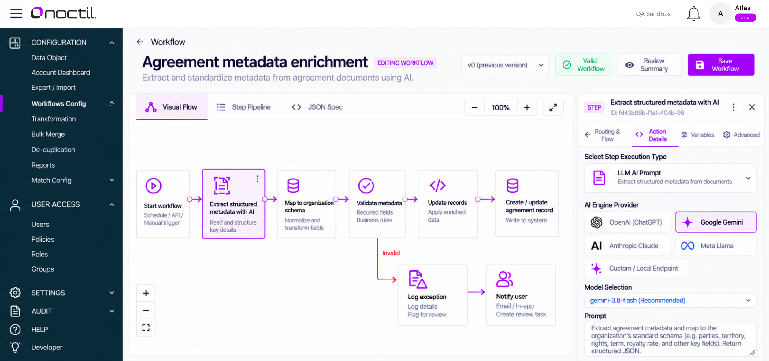 Noctil platform dashboard